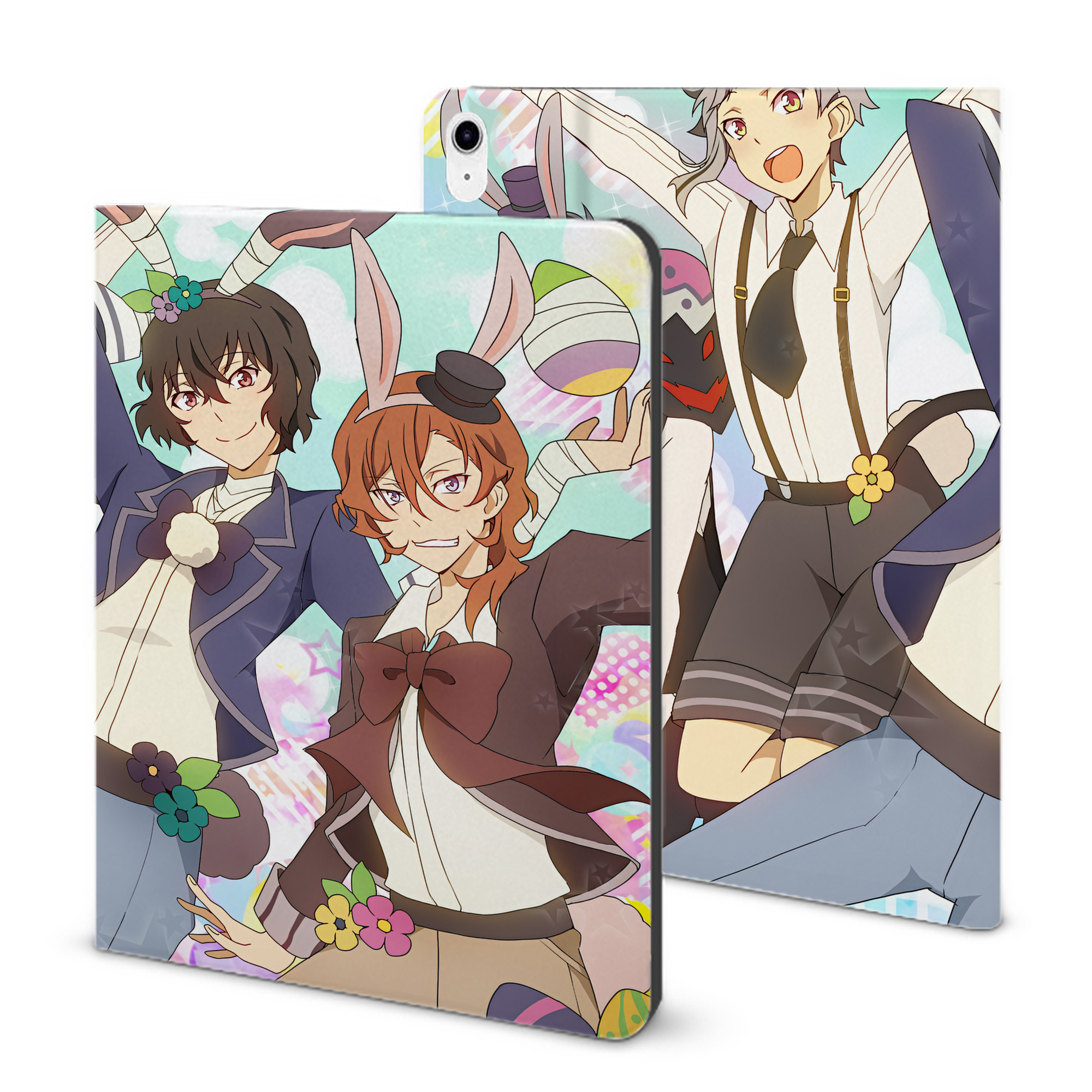 （画像用） 文豪ストレイドッグス Bungo Stray Dogs IPad ケース ブック型 PUレザー TPU 耐衝撃 軽量 薄型 ペン収納なし 全面保護 IPad 各モデル対応